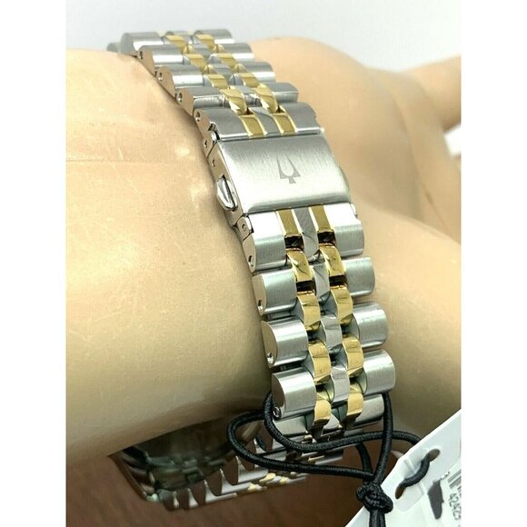 Bulova Men's Watch 98D163 Black Dial Diamond Quartz Two Tone Stainless Steel - Picture 9 of 13